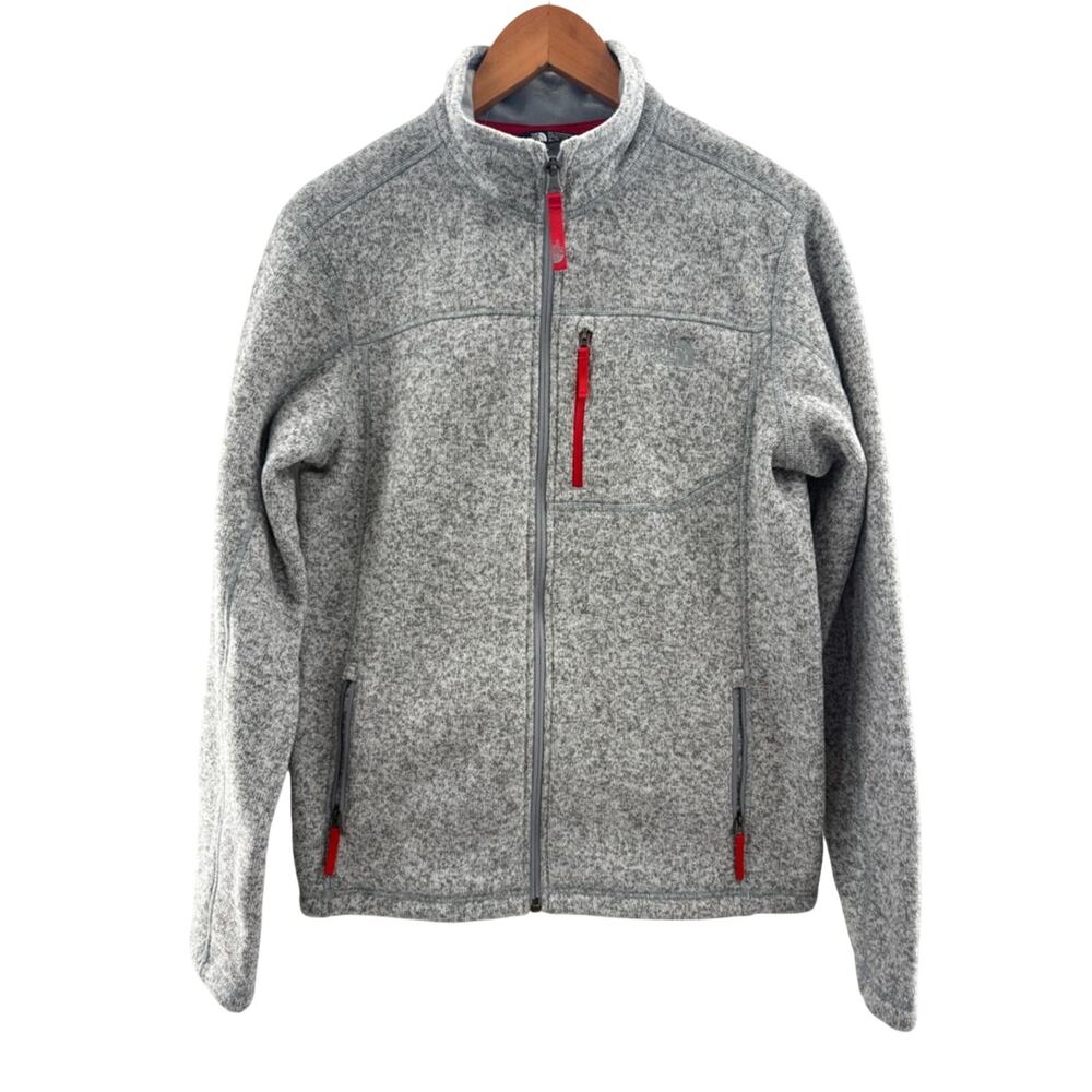 The North Face Boy’s Gordon Lyons Fleece Full Zip Jacket Gray Red Size XL 18-20